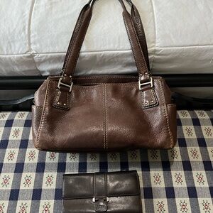 Brown Leather Shopper Handbag with Double Straps